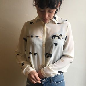Sheer elephant buttoned shirt